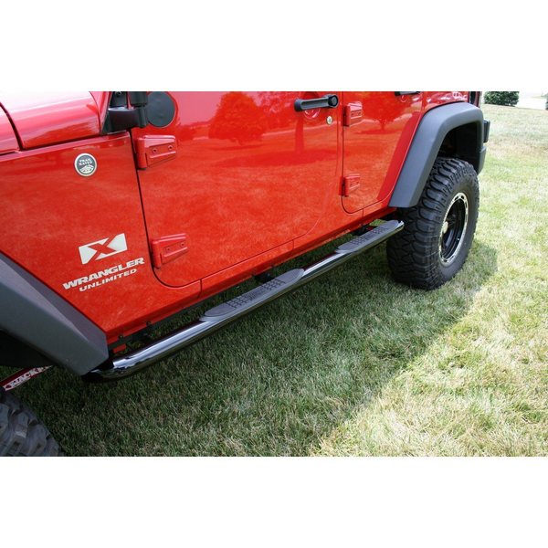 Rugged Ridge TUBE STEPS, OUTLAND, 3-INCH ROUND BLACK PAINTED FOR JEEP 07-16 WRANGLER JK 4DR 11590.06